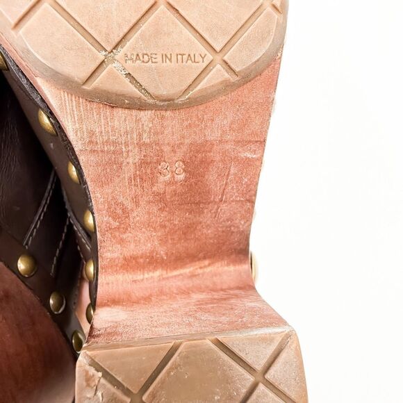 Chanel CC Studded Leather Platform Clogs Mules Chunky Heel EU 38 - Picture 11 of 12